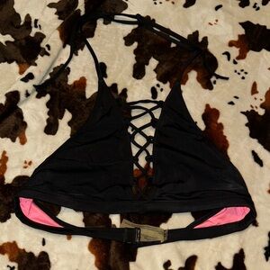Black Lace-Up Women's swim top